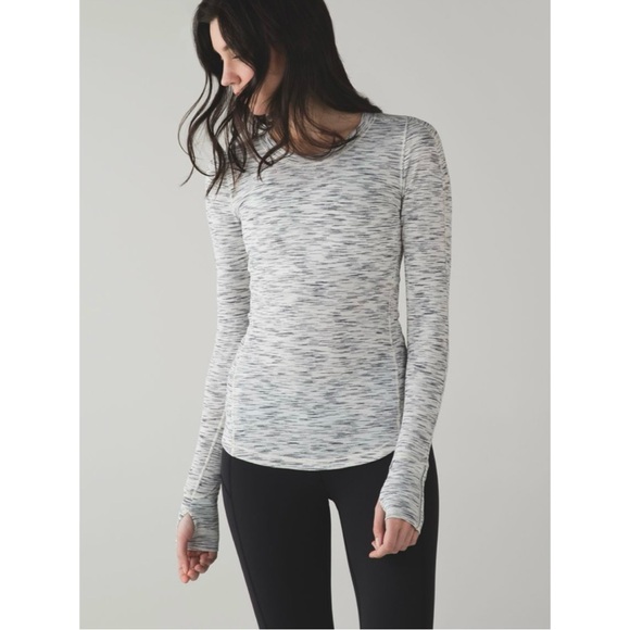 Lululemon Beat The Heat Long Sleeve In Tiger Space Dye Black & White - Picture 2 of 14